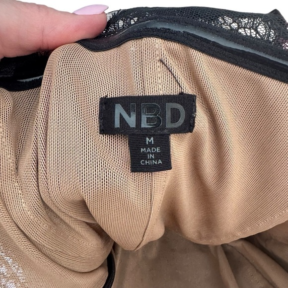 NBD x Revolve - Nalani Lace Tan and Black Strapless Bustier Maxi Gown Sz M - Picture 11 of 16
